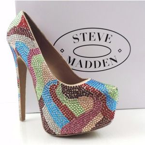 Women's Steve Madden Dyvinal Stiletto Heel Rhinestone Pumps Bright Multi Size 6